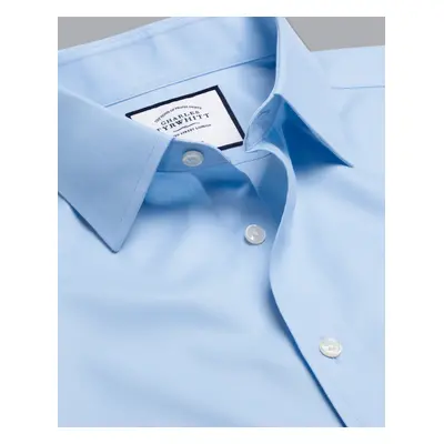 Men's Non-Iron Twill Cotton Formal Shirt - Sky Blue Double Cuff, by Charles Tyrwhitt