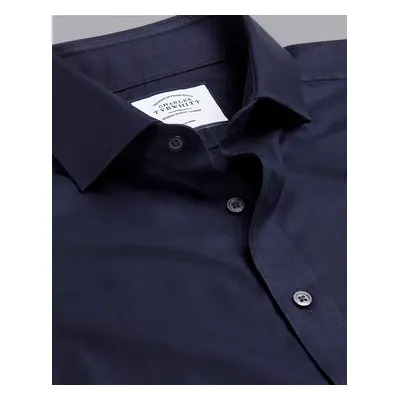 Men's Cutaway Collar Non-Iron Twill Cotton Formal Shirt - Navy Single Cuff, by Charles Tyrwhitt