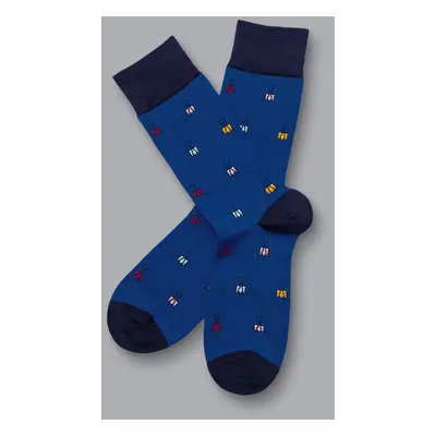 Men's Bulldog Clip Motif Socks - Cobalt Blue, by Charles Tyrwhitt