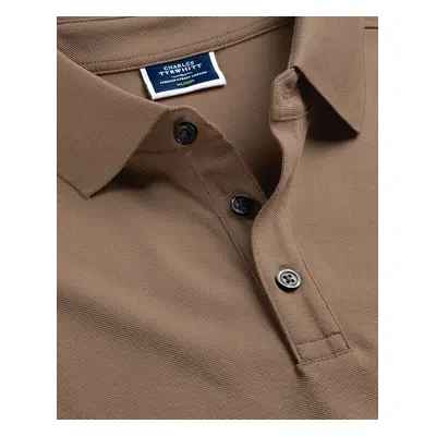 Men's Pique Cotton Polo - Camel Brown, by Charles Tyrwhitt