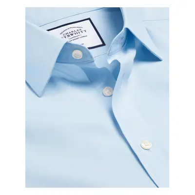 Men's Non-Iron Poplin Short-Sleeve Cotton Formal Shirt - Sky Blue, by Charles Tyrwhitt