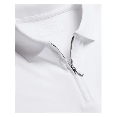 Men's Zip-Neck Jersey Cotton Polo - White, by Charles Tyrwhitt