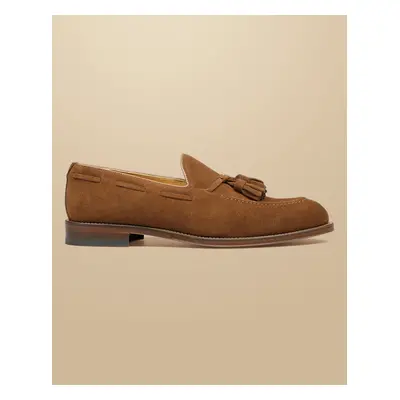 Men's Suede Tassel Loafers - Chestnut Brown, by Charles Tyrwhitt