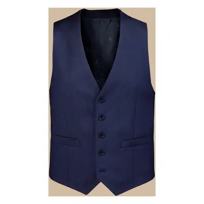 Men's Ultimate Performance Birdseye Suit Waistcoat - Indigo Blue, by Charles Tyrwhitt