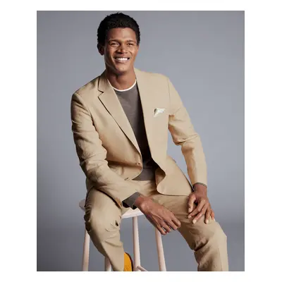 Men's Linen Jacket - Stone Beige, by Charles Tyrwhitt