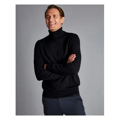 Men's Merino Roll Neck Jumper - Black, by Charles Tyrwhitt