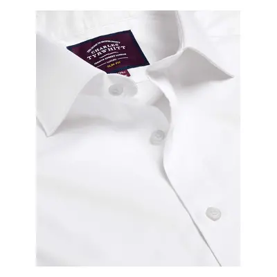 Men's Luxury 140S Twill Cotton Formal Shirt - White Double Cuff, by Charles Tyrwhitt