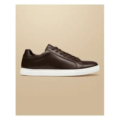 Men's Leather Trainers - Dark Chocolate Brown, by Charles Tyrwhitt