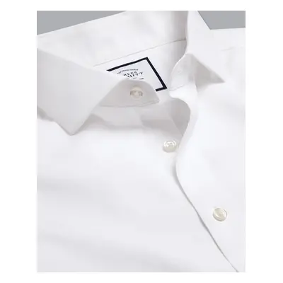 Men's Cutaway Collar Non-Iron Poplin Cotton Formal Shirt - White Double Cuff, by Charles Tyrwhit