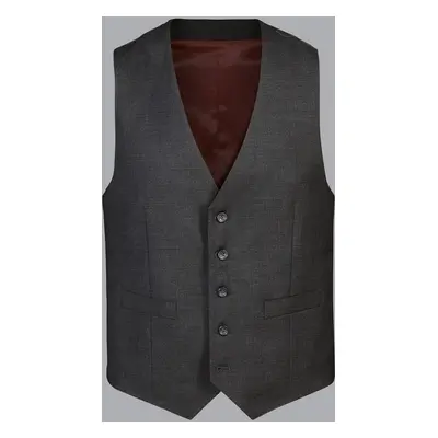 Men's Natural Stretch Twill Waistcoat - Charcoal Black, by Charles Tyrwhitt