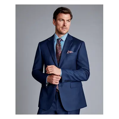 Men's Natural Stretch Twill Suit Jacket - Mid Blue, by Charles Tyrwhitt