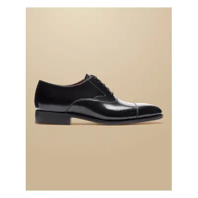 Men's High-Shine Leather Luxury Oxford Shoes - Black, by Charles Tyrwhitt