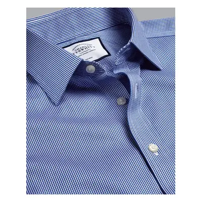 Men's Non-Iron Puppytooth Cotton Formal Shirt - Royal Blue Double Cuff, by Charles Tyrwhitt