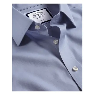 Men's Non-Iron Twill Cotton Formal Shirt - Indigo Blue Single Cuff, by Charles Tyrwhitt