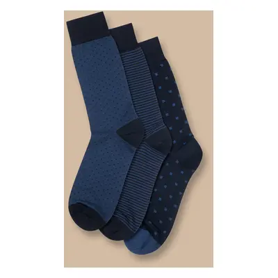 Men's Patterned Cotton Rich Pack Socks - Navy Multi, by Charles Tyrwhitt