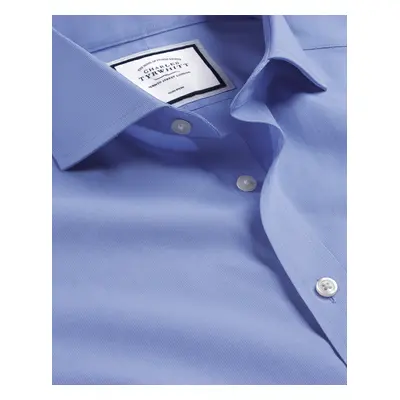 Men's Cutaway Collar Non-Iron Poplin Cotton Formal Shirt - Ocean Blue Single Cuff, by Charles Ty