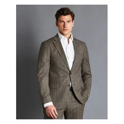 Men's Prince Of Wales Checkered Suit Wool Jacket - Oatmeal, by Charles Tyrwhitt