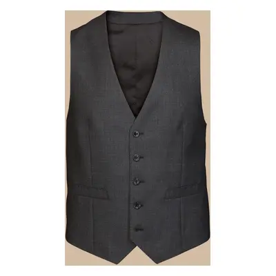 Men's Ultimate Performance End-On-End Suit Waistcoat - Charcoal Black Grey, by Charles Tyrwhitt