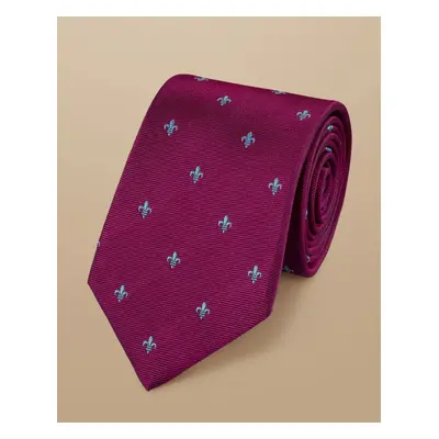 Men's Fleur-De-Lys Silk Tie - BlackBerry Red Purple, by Charles Tyrwhitt