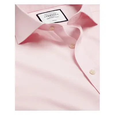 Men's Cutaway Collar Non-Iron Poplin Cotton Formal Shirt - Pink Single Cuff, by Charles Tyrwhitt