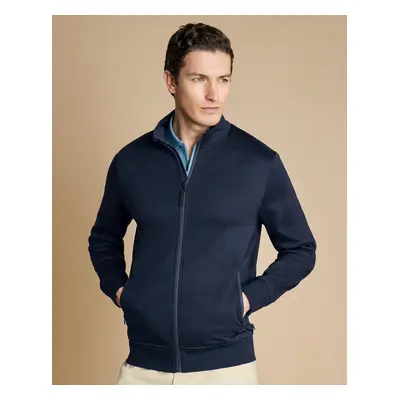 Men's Performance Funnel Neck Long Sleeve Cotton Jacket - Navy, by Charles Tyrwhitt