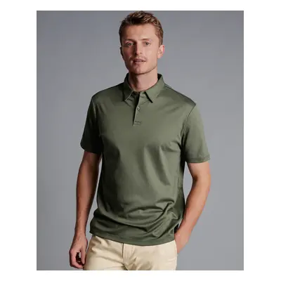 Men's Smart Jersey Cotton Polo - Olive Green, by Charles Tyrwhitt