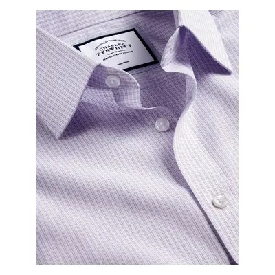 Men's Non-Iron Double Checkered Cotton Formal Shirt - Lilac Purple Single Cuff, by Charles Tyrwh