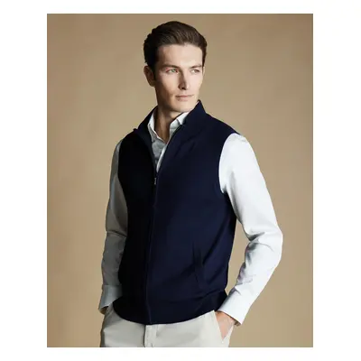 Men's Merino Zip Through Gilet - Navy, by Charles Tyrwhitt