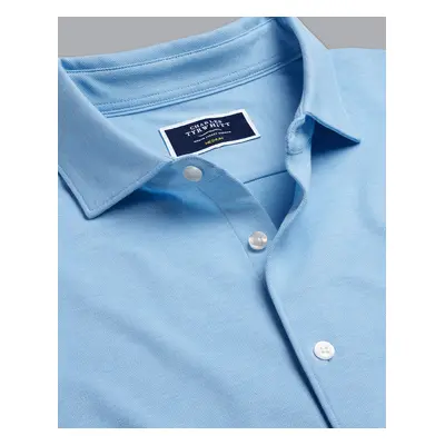 Men's Pique Jersey Cotton Shirt - Sky Blue, by Charles Tyrwhitt