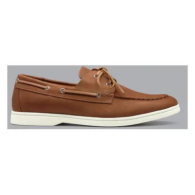 Men's Nubuck Boat Shoes - Tobacco Brown, by Charles Tyrwhitt