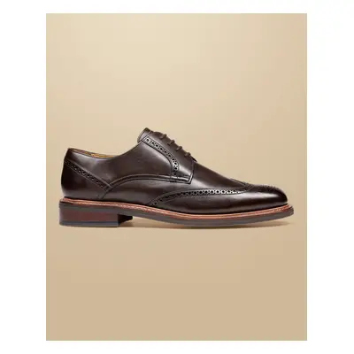 Men's Rubber Sole Leather Derby Brogue Shoes - Dark Chocolate Brown, by Charles Tyrwhitt