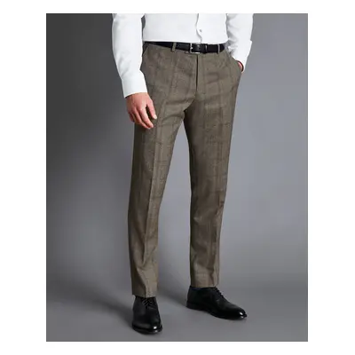 Men's Prince Of Wales Check Suit Trousers - Oatmeal, by Charles Tyrwhitt