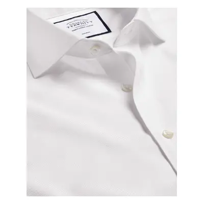 Men's Cutaway Collar Non-Iron Royal Oxford Cotton Formal Shirt - White Single Cuff, by Charles T