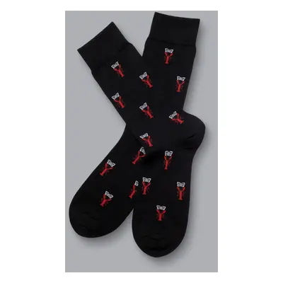 Men's Lobster Reading The Newspaper Motif Socks - Black, by Charles Tyrwhitt