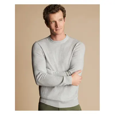 Men's Merino Cashmere Crew Neck Jumper - SilverÂ , by Charles Tyrwhitt