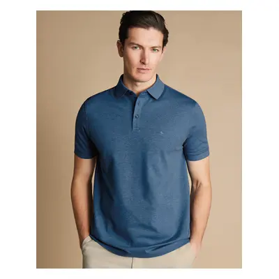 Men's Pique Cotton Polo - Indigo Blue Marl, by Charles Tyrwhitt