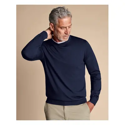 Men's Merino Crew Neck Jumper - Navy, by Charles Tyrwhitt