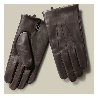 Men's Leather Touch Screen Gloves - Dark Chocolate Brown, by Charles Tyrwhitt