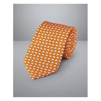 Men's Fish Out Of Water Motif Print Silk Tie - Orange, by Charles Tyrwhitt