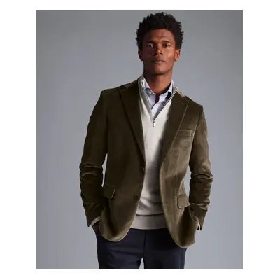 Men's Italian Velvet Cotton Jacket - Mocha Brown, by Charles Tyrwhitt