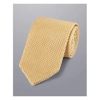 Men's Silk Knitted Slim Tie - Tan Brown, by Charles Tyrwhitt