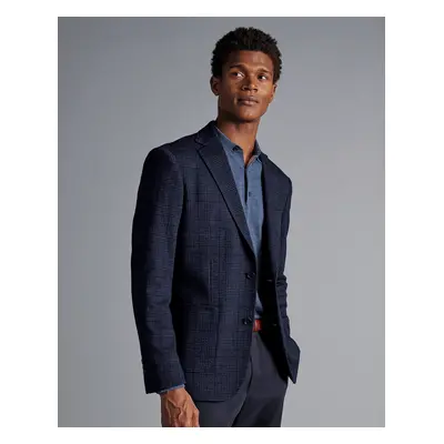 Men's Prince Of Wales Checkered Wool Mix Jacket - Denim Blue, by Charles Tyrwhitt