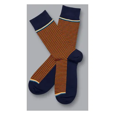 Men's Fine Stripe Socks - Orange & Navy, by Charles Tyrwhitt