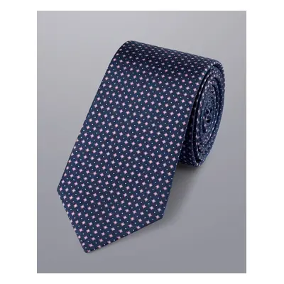 Men's Mini Print Silk Slim Tie - French Blue, by Charles Tyrwhitt