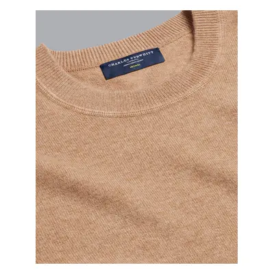 Men's Merino Cashmere Crew Neck Jumper - Camel Brown, by Charles Tyrwhitt