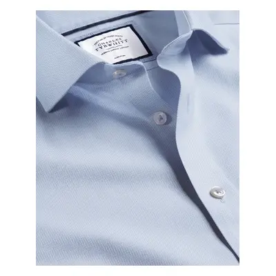 Men's Cutaway Collar Non-Iron Richmond Weave Cotton Formal Shirt - Sky Blue Double Cuff, by Char