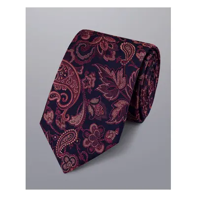 Men's Paisley Silk Tie - Navy & Dark Pink, by Charles Tyrwhitt