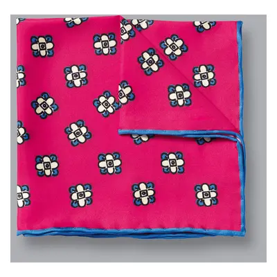 Men's Floral Geometic Print Pocket Square - Bright Pink & Blue, by Charles Tyrwhitt