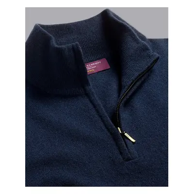 Men's Cashmere Zip Neck Jumper - Navy, by Charles Tyrwhitt