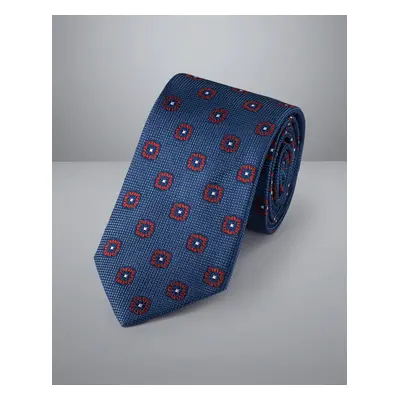 Men's Floral Silk Tie - Petrol Blue, by Charles Tyrwhitt